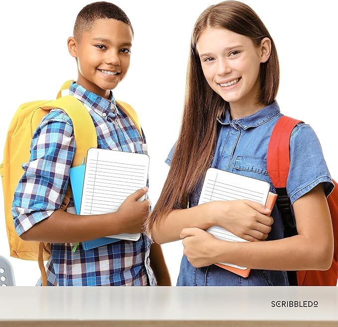 SCRIBBLEDO Dry Erase 5"x7" Mini Notebook College Ruled Lined Board 2 Pack Reusable Erasable Writing Note Pad Lapboard Blank Whiteboard on Reverse for Desk