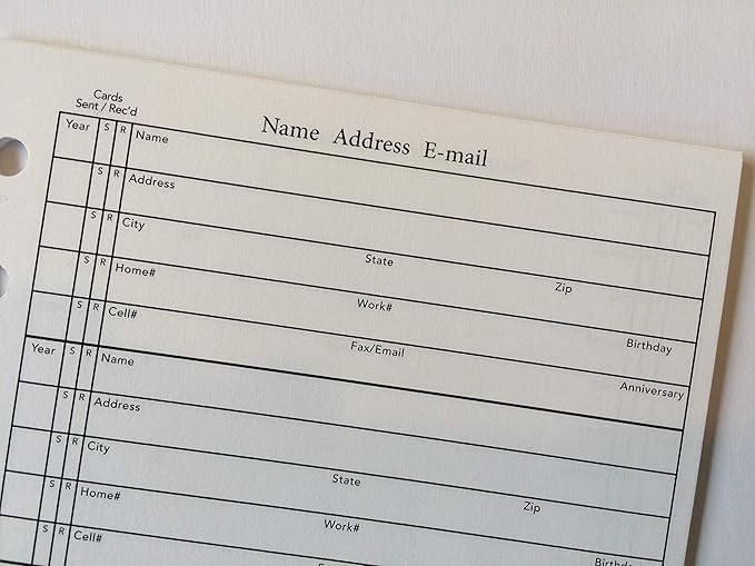 4 3/4 x 6 Inch Address Book Refill Unique Smaller Not Common Size fits older Hallmark and other Brands Please Measure Your Page Size Before Ordering