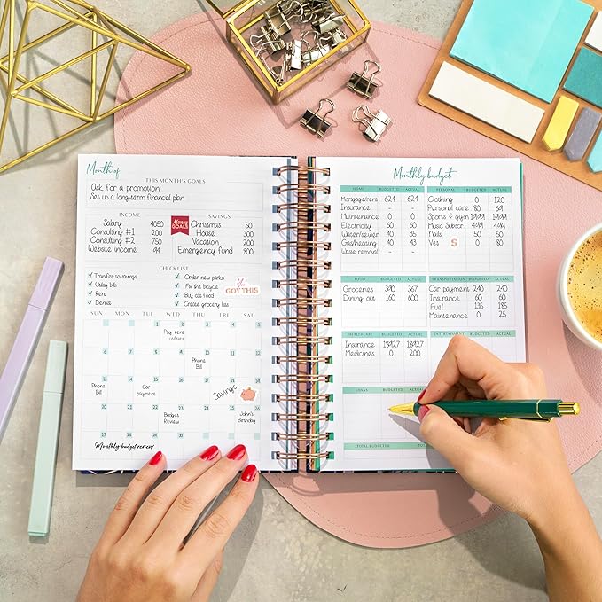 PLANBERRY Budget Planner & Monthly Bill Organizer with Pockets Premium – Home Finance & Bill Payment Organizer – Budgeting Book with Income & Expense Tracker - 7x8.5″ Hardcover (Wild Purple)