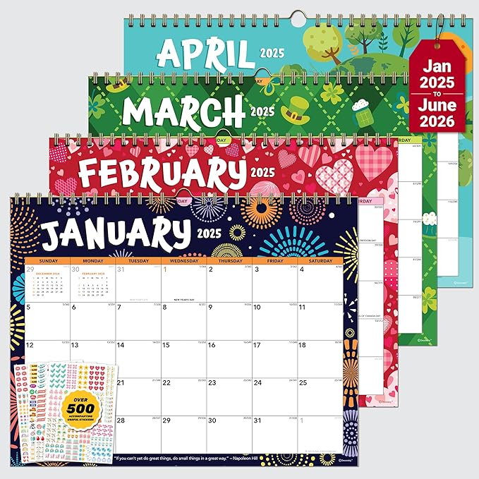Decorably 18 Months Landscape 2025 Wall Calendar 2025 Jan 2025-June 2026, 11.5x8in 2025 Calendar Wall, Calendar 2025 Wall Calendar 2025-2026 Calendar, Small Calendar 2025 Small Wall Calendar
