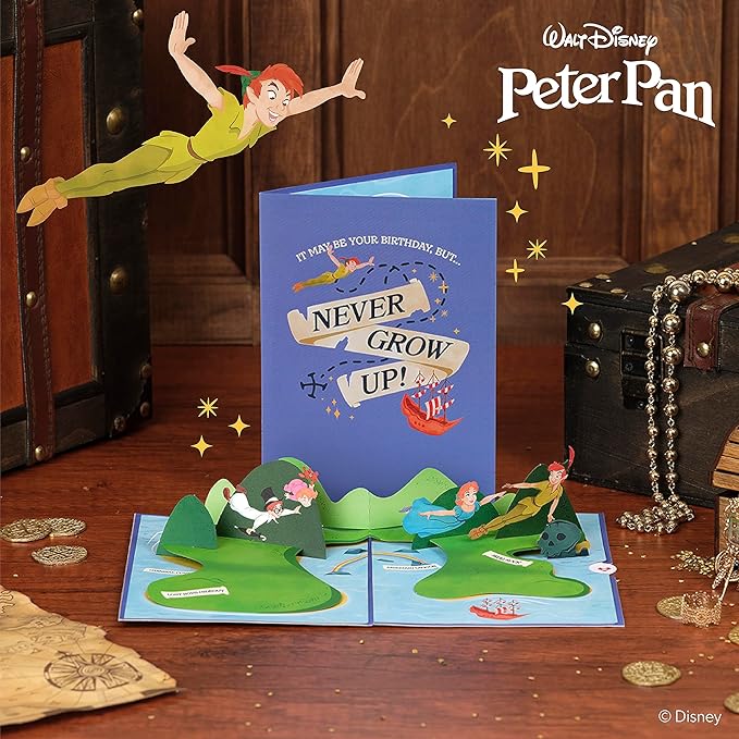 Lovepop Happy Birthday Pop-Up Card for Her and Him- 3D Disney Birthday Greeting Cards for Boys, Girls, Men, Women - Neverland Birthday - 5" x 7" Card - Blank Note Card & Envelope Included