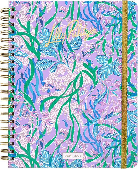 Lilly Pulitzer 11.25" x 9.25" 12 Month Teacher Planner with Stickers, Pocket, and Pages for Notes, Contacts, Passwords, Monthly & Weekly Spreads, Hardcover, Secret Escape