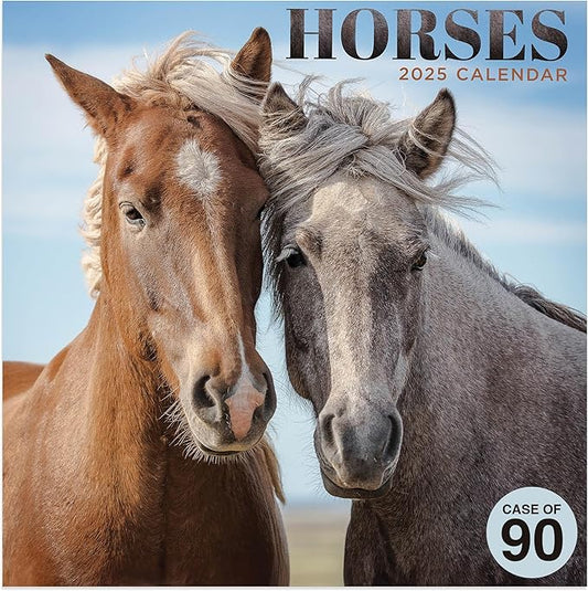 TF PUBLISHING 2025 Horses Mini Calendar Case of 90 - Large Grids for Appointments and Scheduling - Vertical Monthly Wall Calendar 2025 - Home and Office Organization - Premium Gloss Paper - 7"x7"