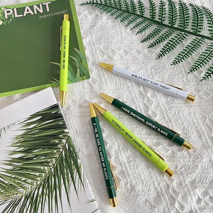 Jxueych Funny Pens 5-Count, Black Ink,Medium Nib 1.0mm, Funny Office Gifts for Coworkers, Personalized Pens Vibrant Funny Quotes Swear Word Daily Pen Set (S)