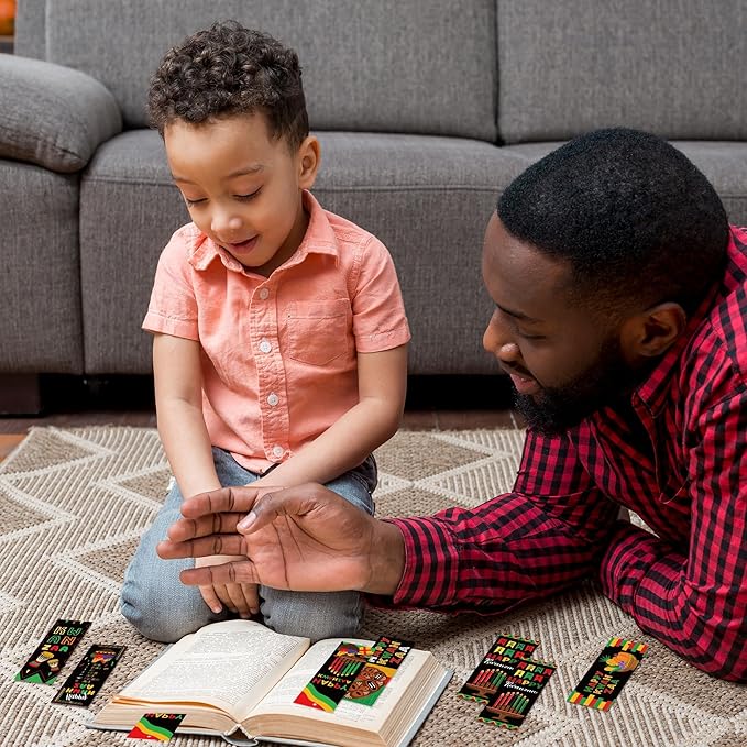 Haooryx African Kwanzaa DIY Bookmarks - 120Pcs Kwanzaa Bookmarks Happy Kwanzaa Bookmarks African Traditional Heritage Kwanzaa Festival Book Marks Kwanzaa Party Celebrates Classroom Inspirational