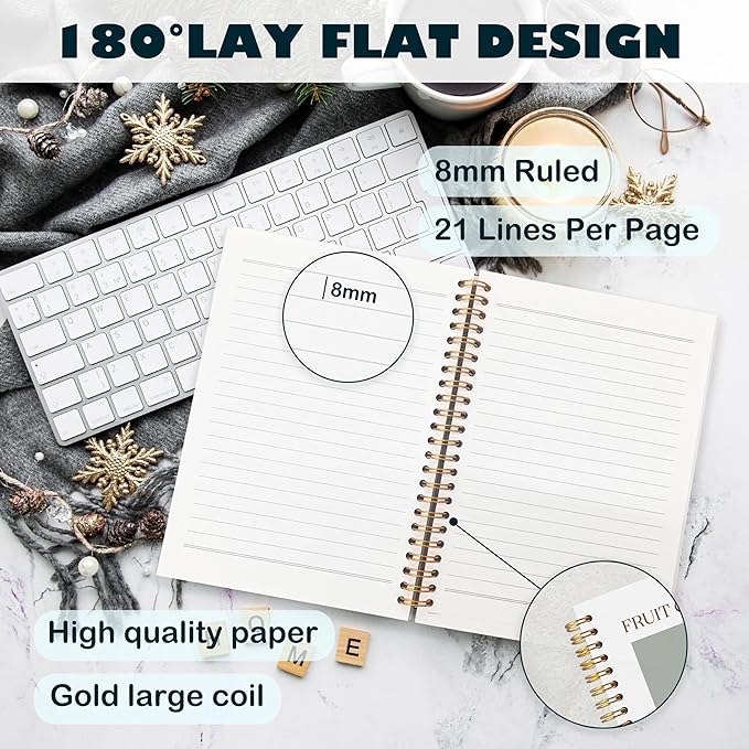 BearCake Fruit of the Spirit Self-Control Christian Notebook Journal, Christian Gifts for Women, Bible Notebooks for Note Taking, Bible Journaling Notebook, Hardcover Spiral Notebook 5.5x8.3