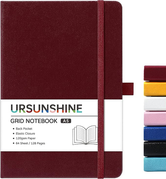 Blank Journal/Notebook - Classic Notebook/Journal with Ribbon Divider, Hardcover with Thick Paper, 5.3'' x 8.26'', Banded + Pen Holder +Inner Pocket - Burgundy