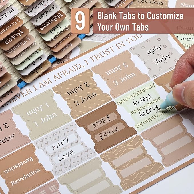Mr. Pen- Bible Tabs, 75 Tabs, Coffee Palette, Laminated Bible Tabs for Women and Men, Bible Tabs for Study Bible, Bible Index Tabs, Bible Book Tabs, Bible Labels Tabs, Mr Pen Bible Tabs