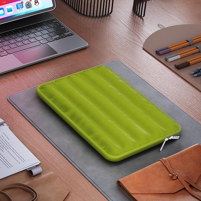 LS-M Puffy 13-14 Inch Laptop Sleeve Case for Women Men Cute Carrying Cover Compatible with MacBook Air M2, MacBook Pro 14 Protective Portable Case (Green, 15-16inch)