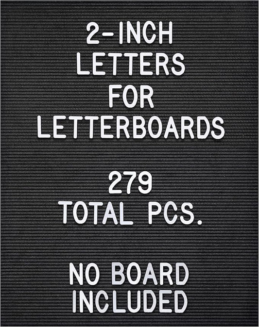 Letter Board Plastic Letters Set 2 Inch, Letter Board Letters Only NO BOARD INCLUDED, White Large Felt Board Letters, Plastic Letters Letter Board, Felt Letter Board Letters Symbols