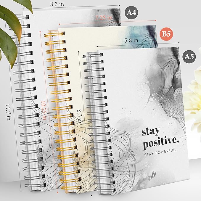 Hardcover Spiral Journal, 10.25" x 7.25", 300 Pages Large College Ruled Notebook for Women, Ideal for Writing, Journaling, Note-Taking, Work, School