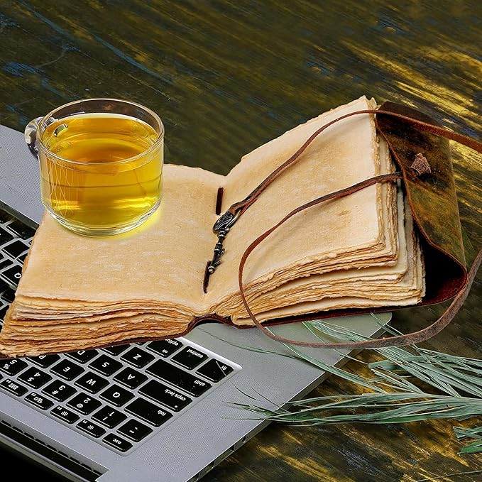 cuero Compass Vintage Leather Journal Antique Handmade Leather Bound Journal with Deckle Edge Paper Diary Leather Sketchbook Drawing Journal Notebook Great Gift Men & Women (Tawny Brown, 8X10 Inch)