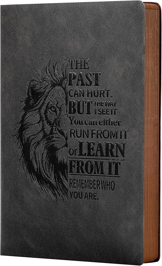 Leather Journal for Men Soft Cover 256 Pages Lined Journals for Writing A5 Lion Journaling Notebooks Vintage Inspirational Diary, 5.7" x 8.3", Black