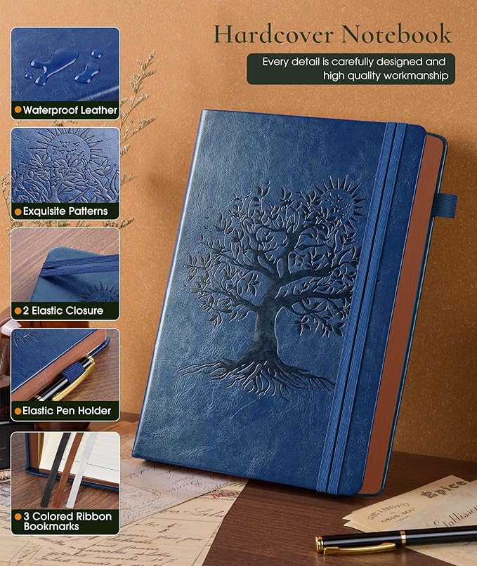 Vintage Leather Journal - 300 Page Lined Journal Notebook with Numbered Pages,A5 Notebook for Women Men,Travel Diary,Daily Journal for Writing, Note Taking, School & Work (5.8" x 8.3")