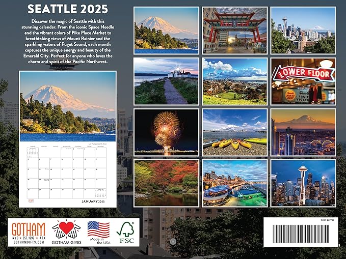 Seattle WA Washington State Calendar 2025 Monthly Wall
