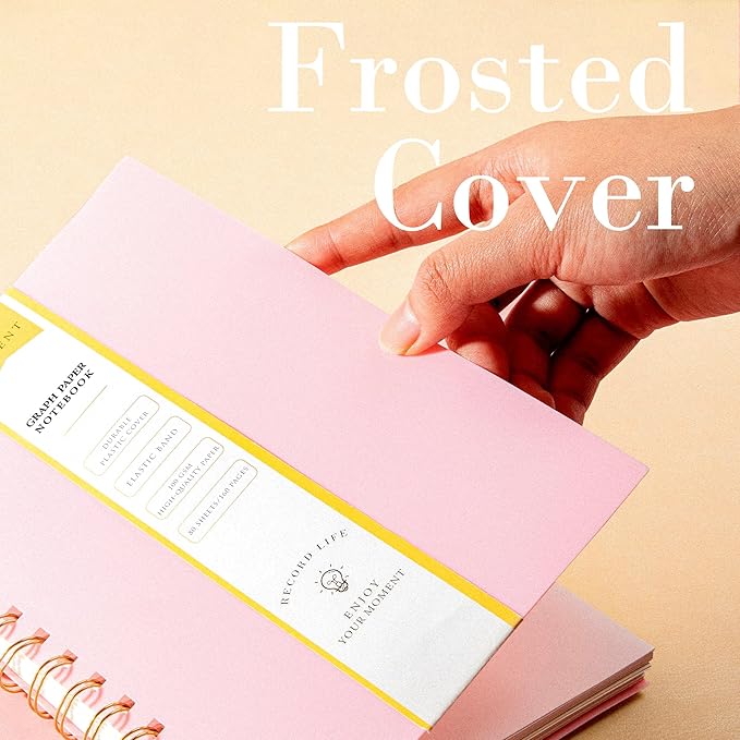 Yoment Graph Paper Notebook A5 Graphing Spiral Notebook 160 Pages Grid Paper Notebook Spiral Bound Pink Hardcover Spiral Journal 5x7 Grid Notebooks for Note Taking, Pink