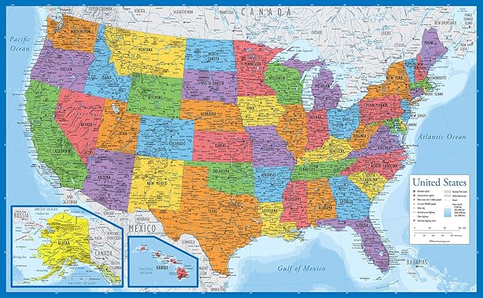 Laminated World Map & US Map Poster Set - 18" x 29" - Wall Chart Maps of the World & United States - Made in the USA - Updated for 2021 (LAMINATED, 18" x 29")