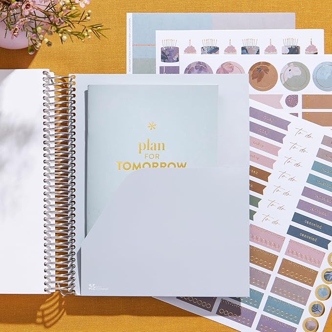 Erin Condren 12-Month Spiral Life Planner (Jan 2025 - Dec 2025) | 7x9 Weekly Planner with Monthly Calendars | Wildflowers Covers, Bold Blooms Interior, Vertical Layout, Platinum Coil