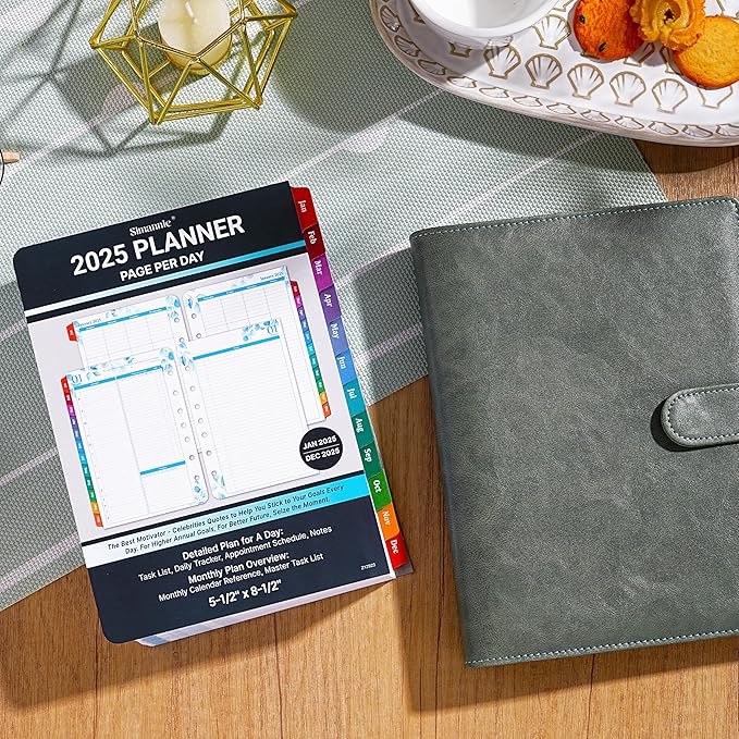 2025 Planner Refills - JAN - DEC 2025 Planner, Two Pages Per Day Daily ＆ Monthly Planner, 5.5" x 8.4", Ring-Bound Organizer, Daily Tracker & Schedule, Colorful Tabs