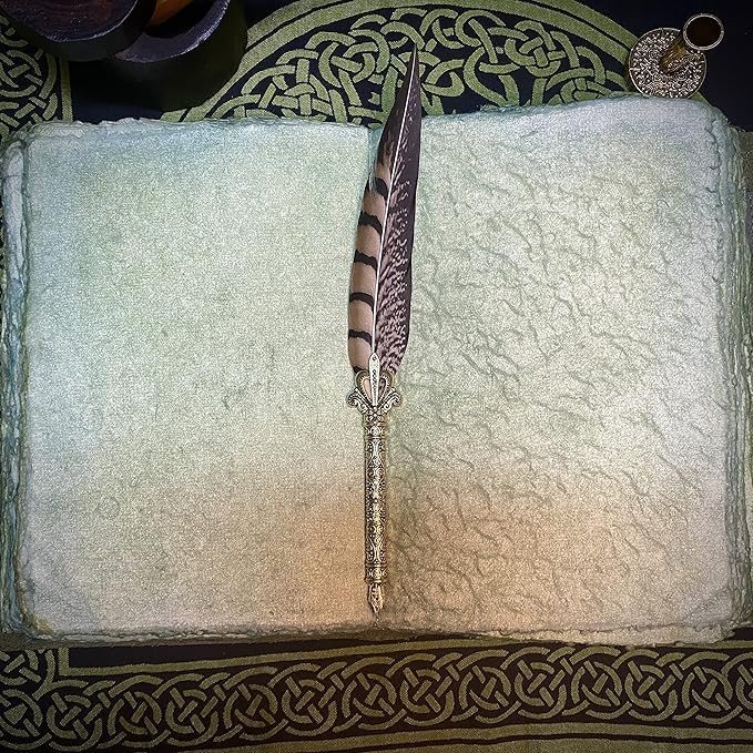 Vintage Green Leather Journal - 200 pages Deckle Edge Rustic Paper - Unlined Pages Book of Shadows, Grimoire, Junk Notebook, Fantasy Medieval Gifts, Sketchbook, Antique Scrapbook (Earthy Green, 7"x5")