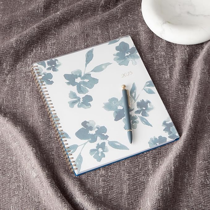 Blue Sky 2025 Weekly and Monthly Planner Calendar, January 2025 - December 2025, 8.5" x 11", Flexible Frosted Cover, Laminated Tabs, Wirebound, Storage Pocket, Bakah Blue