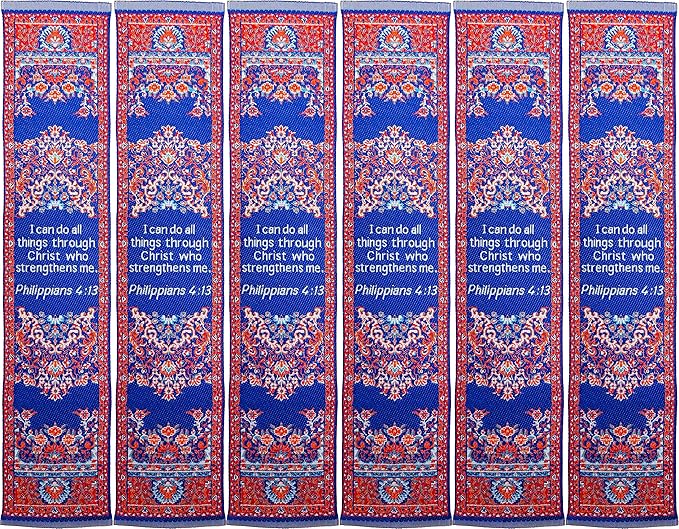 I Can Do All Things, Bulk Pack of 6 Woven Fabric Christian Bookmarks, Silky Soft Philippians 4:13 Flexible Bookmarker for Novels Books and Bibles, Religious Memory Verse Gift